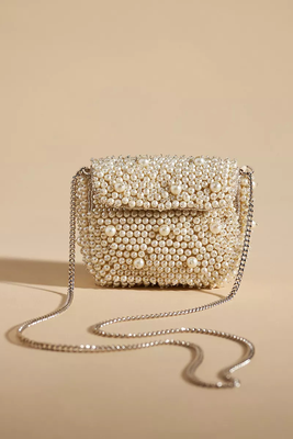Mini Pearl Beaded Chain Strap Clutch Bag from Anthropologie