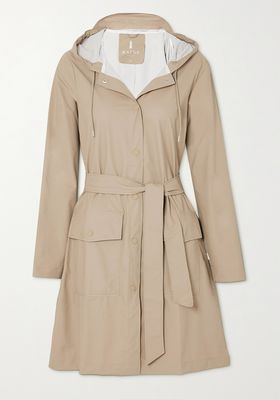 Belted Hooded Shell Coat from Rains