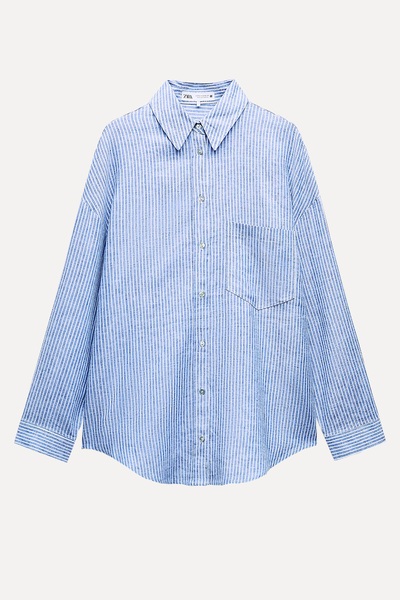 Striped Linen Blend Shirt from Zara