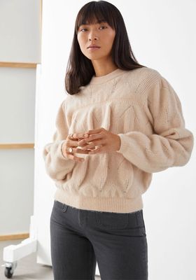 Relaxed Fuzzy Bubble Knit Sweater