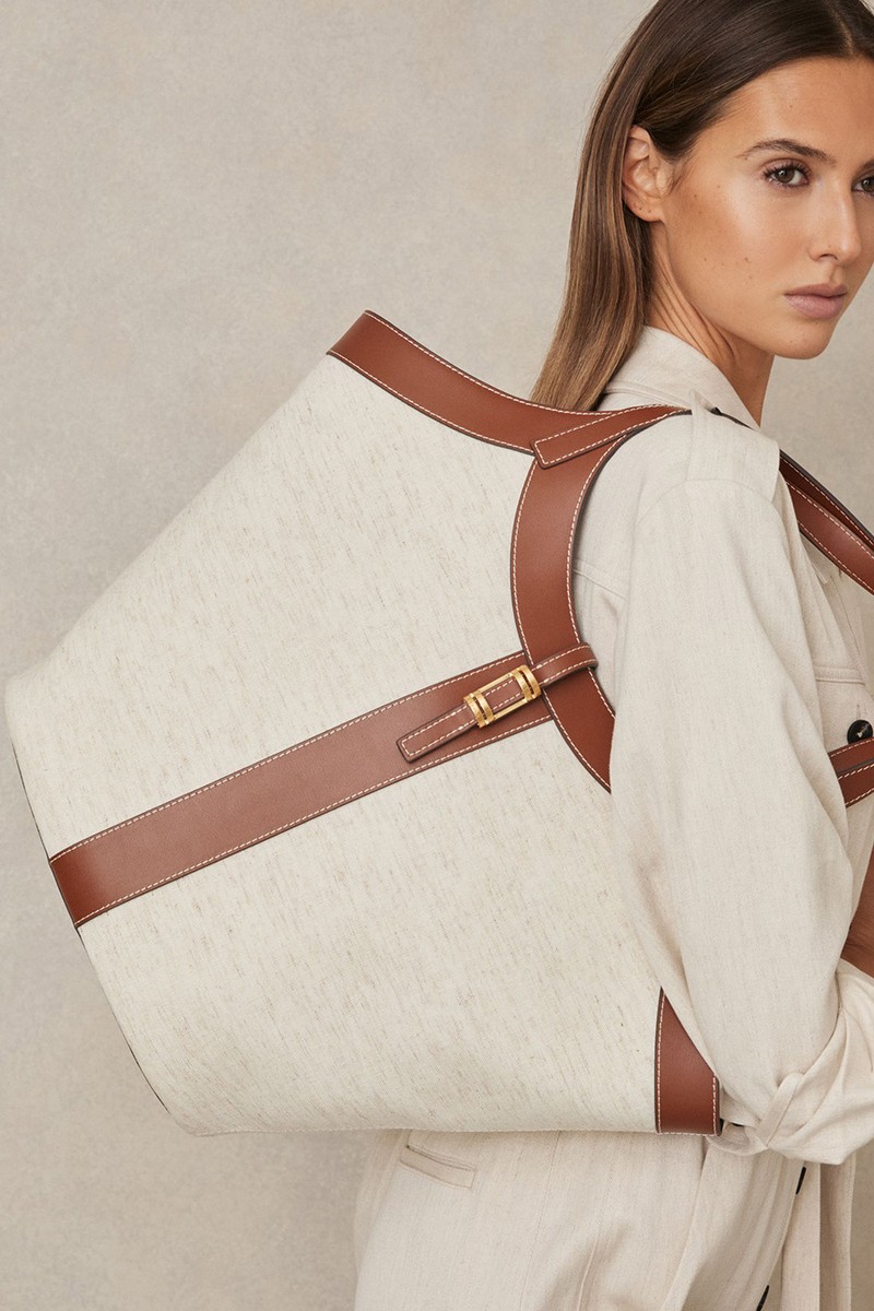 Lyra Canvas & Leather Tote Bag from Reiss