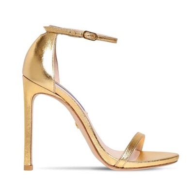 120mm Nudist Metallic Leather Sandals from Stuart Weitzman