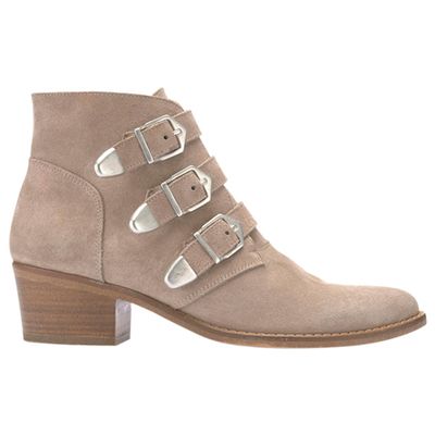 Lee Triple Buckle Ankle Boots Neutral Suede from Mint Velvet