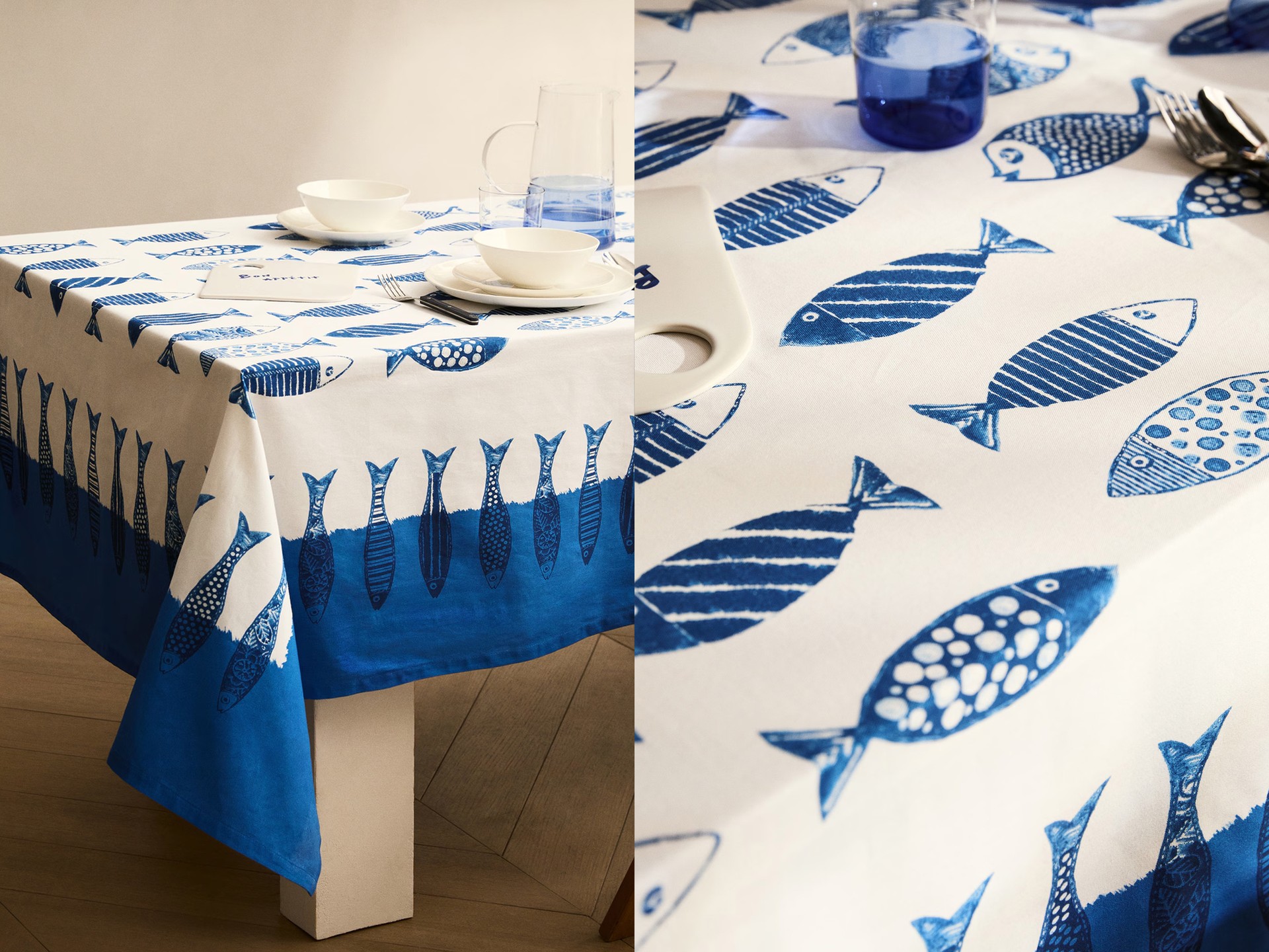 Cotton Printed Fish Tablecloth from MANGO 