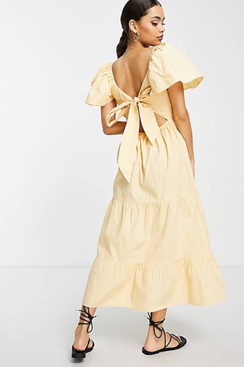 Petite Poplin Bow Back Maxi Dress from Miss Selfridge