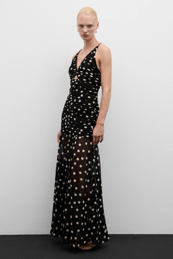 Polka Dots Draped Dress from Mango