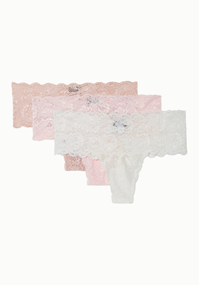 Never Say Never Set Of Three Stretch-Lace Thongs