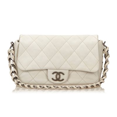 White & Ivory Medium Wild Stitch Flap Bag from Chanel