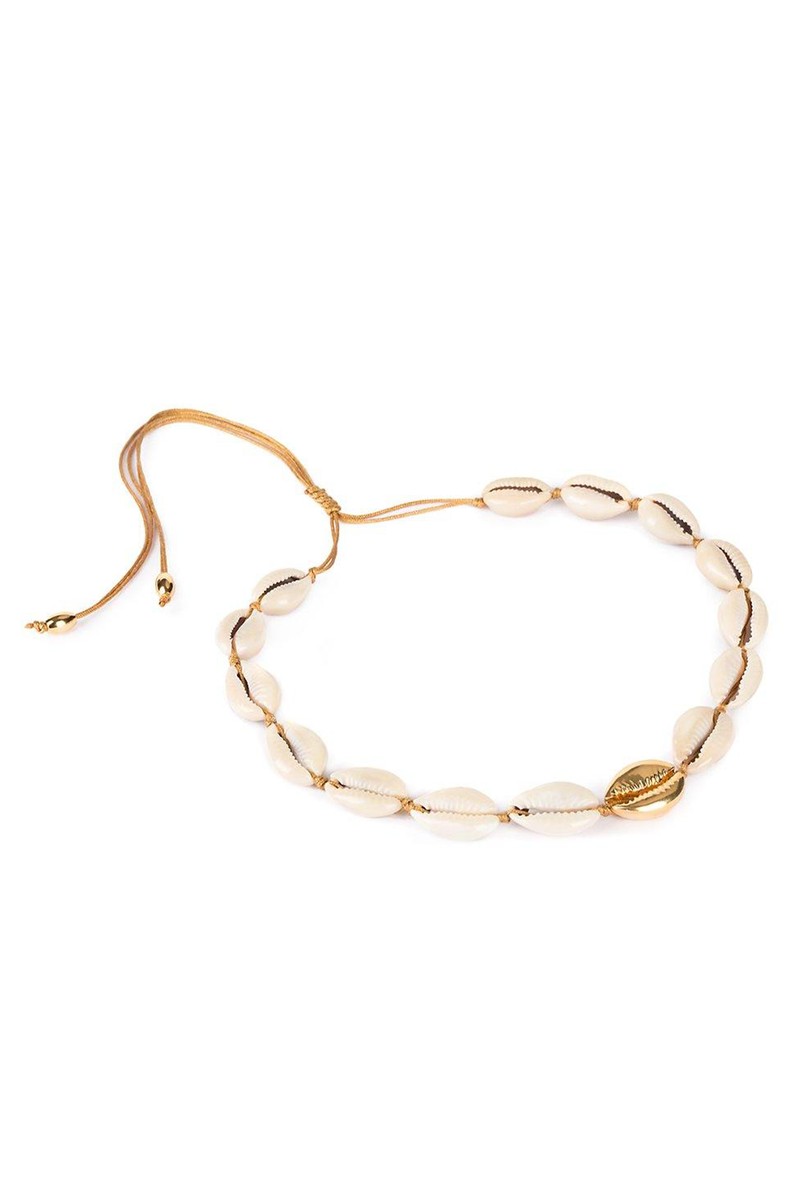 Concha Natural Large Puka Shell Necklace With Gold Shell from Tohum