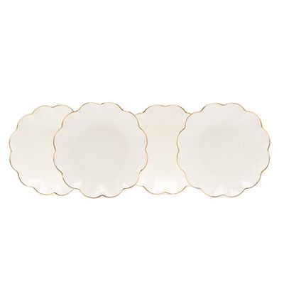 Set Of Four Scalloped Ceramic Appetiser Plates from Aerin