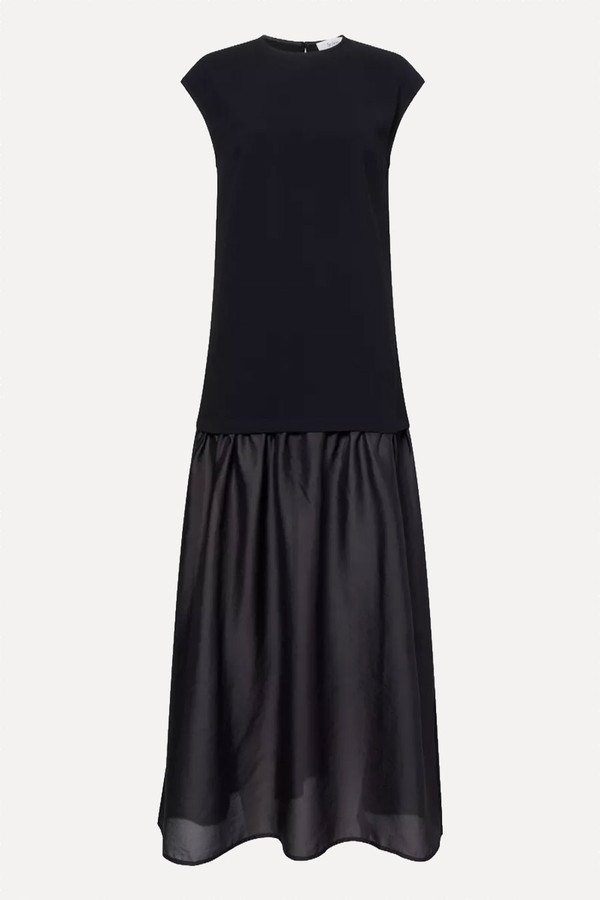 Barnie Contrast-Layer Woven Maxi Dress from Stylein