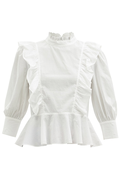 Sylvie Ruffled Cotton-Poplin Blouse from Rhode