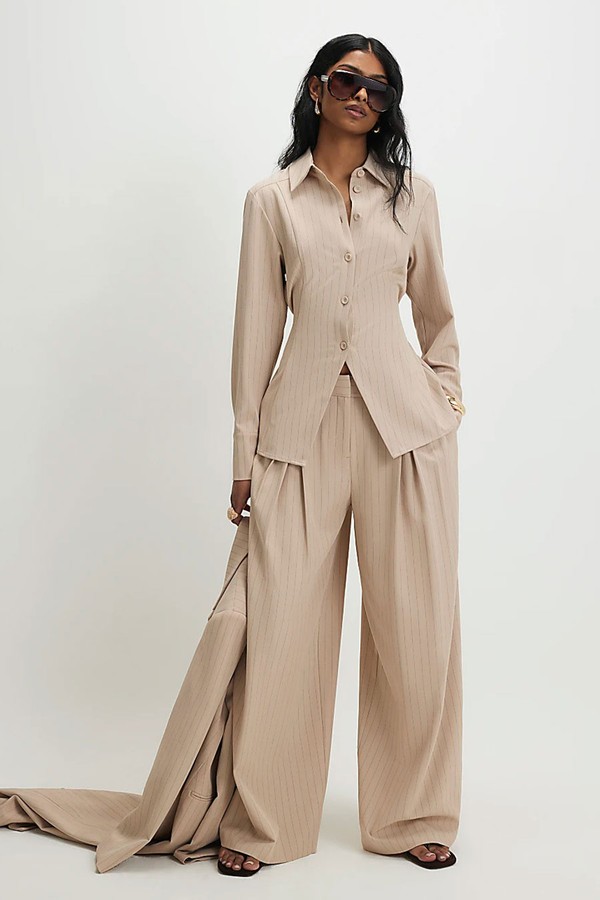 Stripe Wide Leg Trousers from River Island