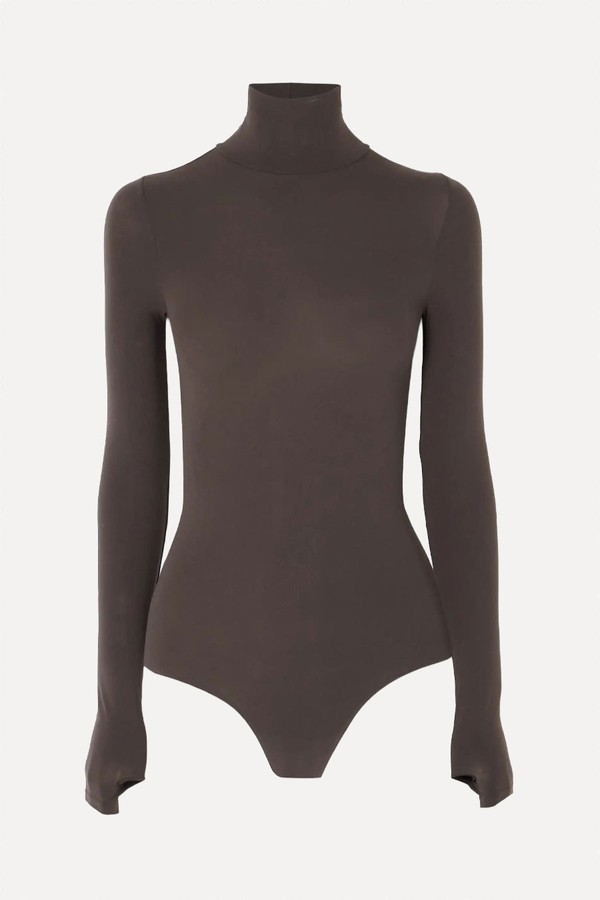 Stretch-Jersey Turtleneck Thong Bodysuit from Commando