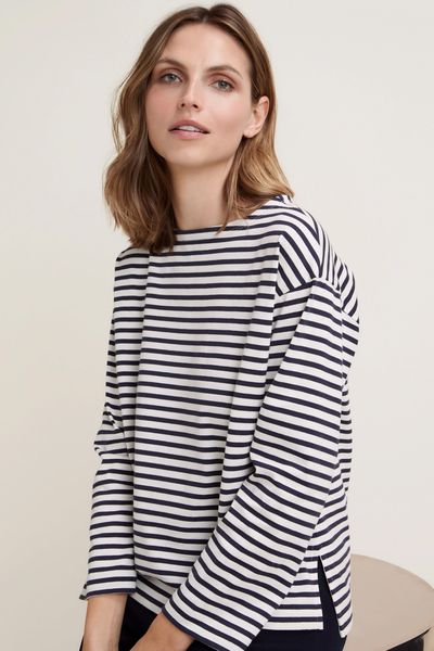 Boxy Breton Stripe Jersey Top