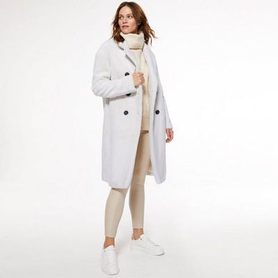 Cream Faux Fur Collared Maxi Coat