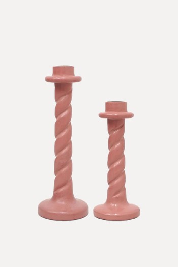 Twisted Wooden Candlestick from Birdie Fortescue