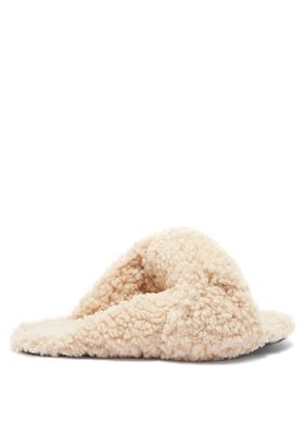 Drapy Knotted Faux-Shearling Sandals from Balenciaga