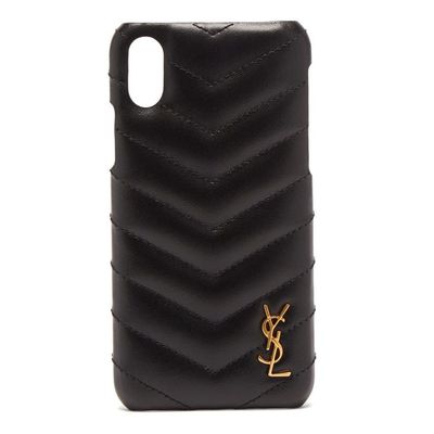YSL-Monogram Quilted-Leather iPhone XS Case from Saint Laurent