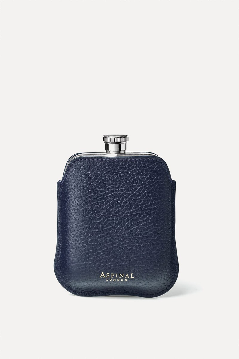 5oz Hip Flask With Leather Pouch from Aspinal Of London