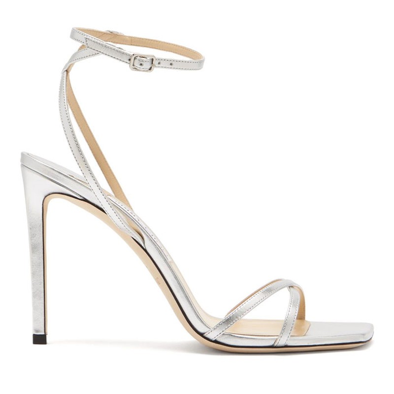 Metz 100 Ankle-Strap Metallic Leather Sandals from Jimmy Choo