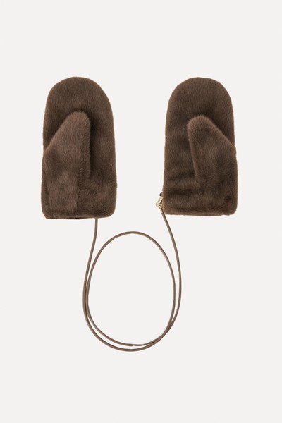 Faux Fur String Mittens from Accessorize