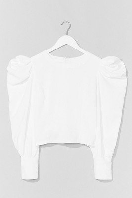 Hot Puff Sleeve Zip Blouse