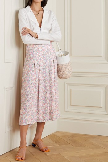 Cuesta Pleated Floral-Print Crepe Midi Skirt from Faithfull The Brand