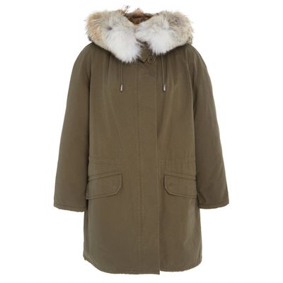 Coyote-Trimmed Rabbit-Lined Cotton Army Parka from Yves Salomon Paris
