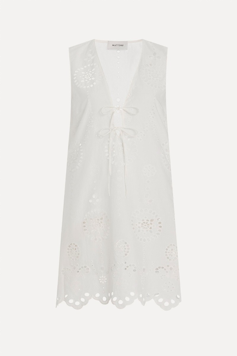 Scalloped Broderie Anglaise Cotton Mini Dress  from Matteau