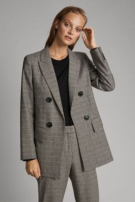 Mock Double Breasted Check Blazer from Massimo Dutti