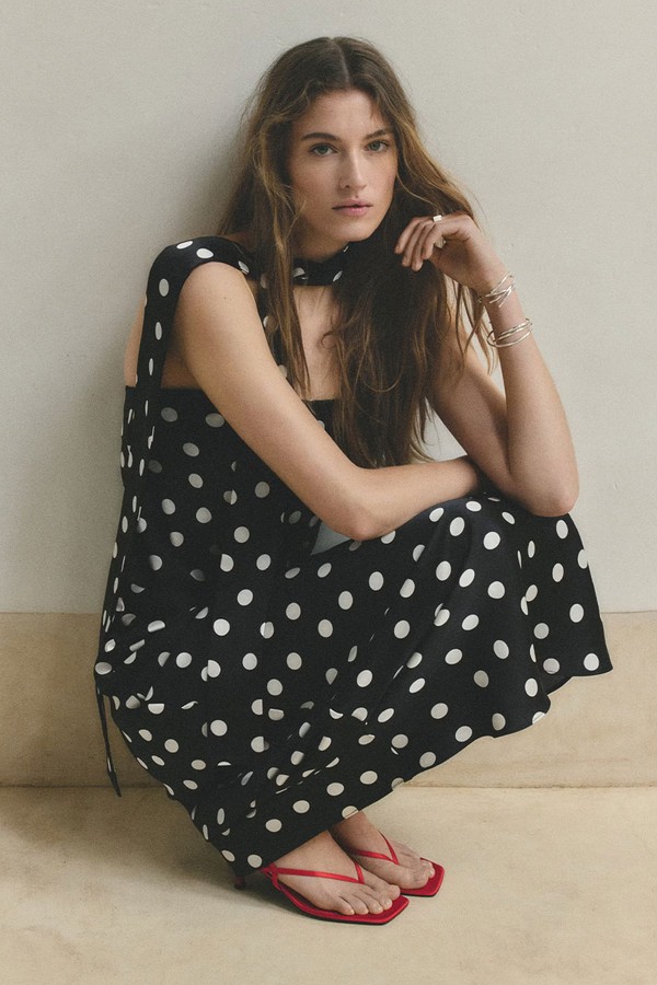 Polka Dot Dress With Foulard Detail from mango
