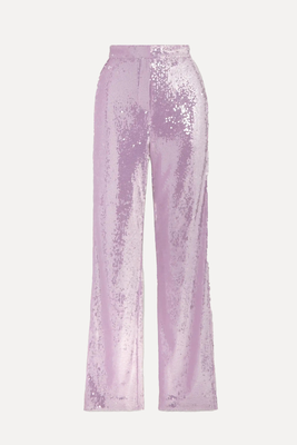 Robyana Sequined Recycled-Jersey Straight-Leg Pants from Rotate Birger Christensen