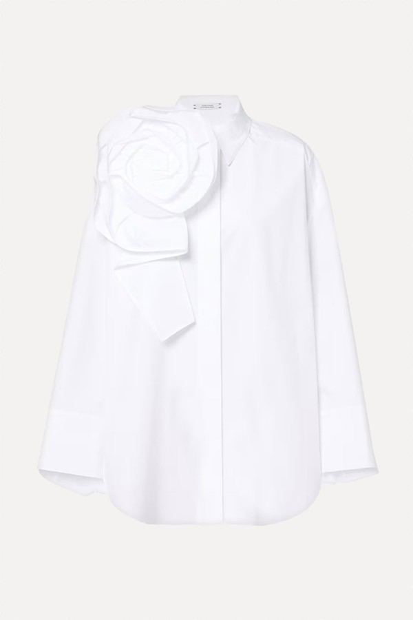 Floral-Appliqué Cotton-Blend Poplin Shirt from Dorothee Schumacher