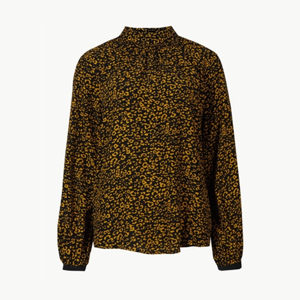 Animal Print High Neck Blouse