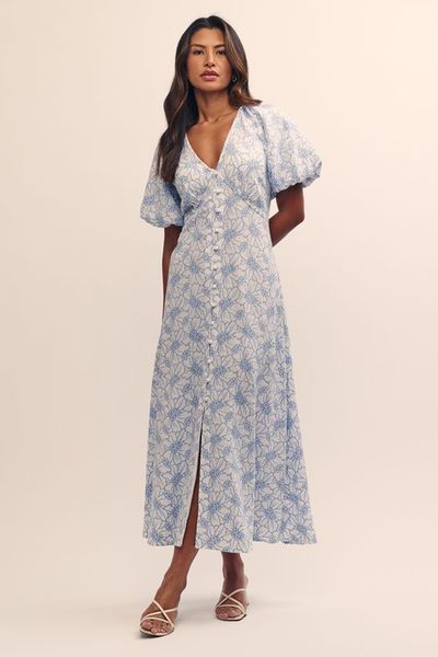 Embroidered Floral Lennox Midi Dress