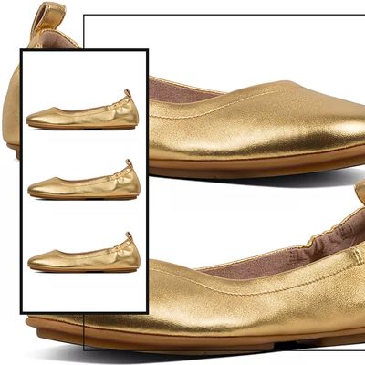 Gold Leather Ballet Pumps | £32 (were £80)