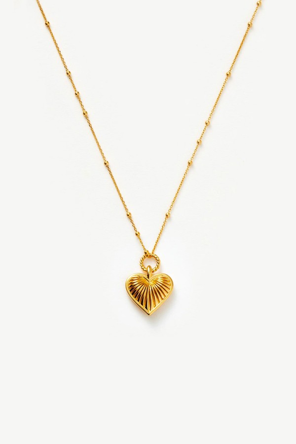 Ridge Heart Charm Pendant Necklace