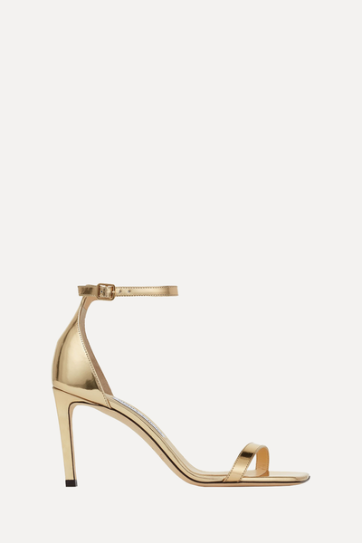 Alva 85 Gold Liquid Leather Metal Sandals from Jimmy Choo