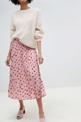 Pleated Skirt In Heart Print from Lily & Lionel