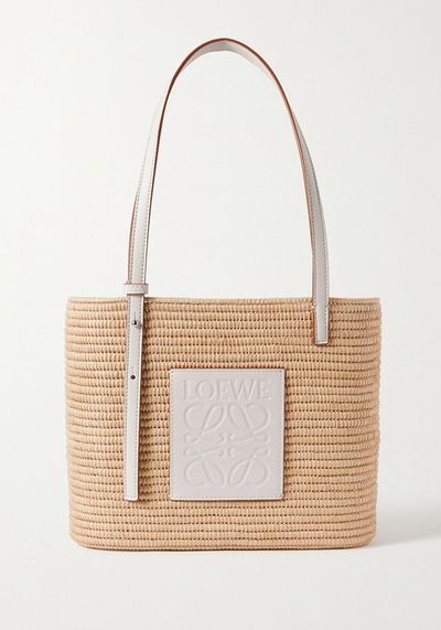 Small Leather-Trimmed Woven Raffia Tote, £495 | Loewe