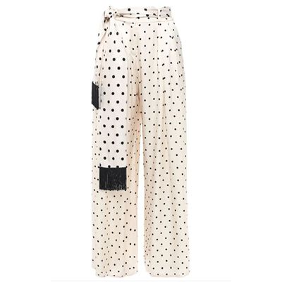 Anita Belted Polka-Dot Satin Wide-Leg Pants from Mother Of Pearl