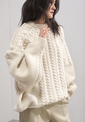 Oversized Contrast-Panel Wool-Blend Sweater