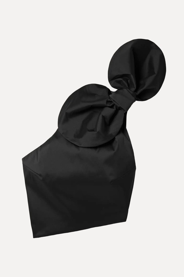 Carlotta Cropped Bow-Detailed One-Shoulder Taffeta Top  from Bernadette