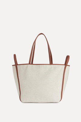 Leather-Detailed Canvas Tote from ARKET