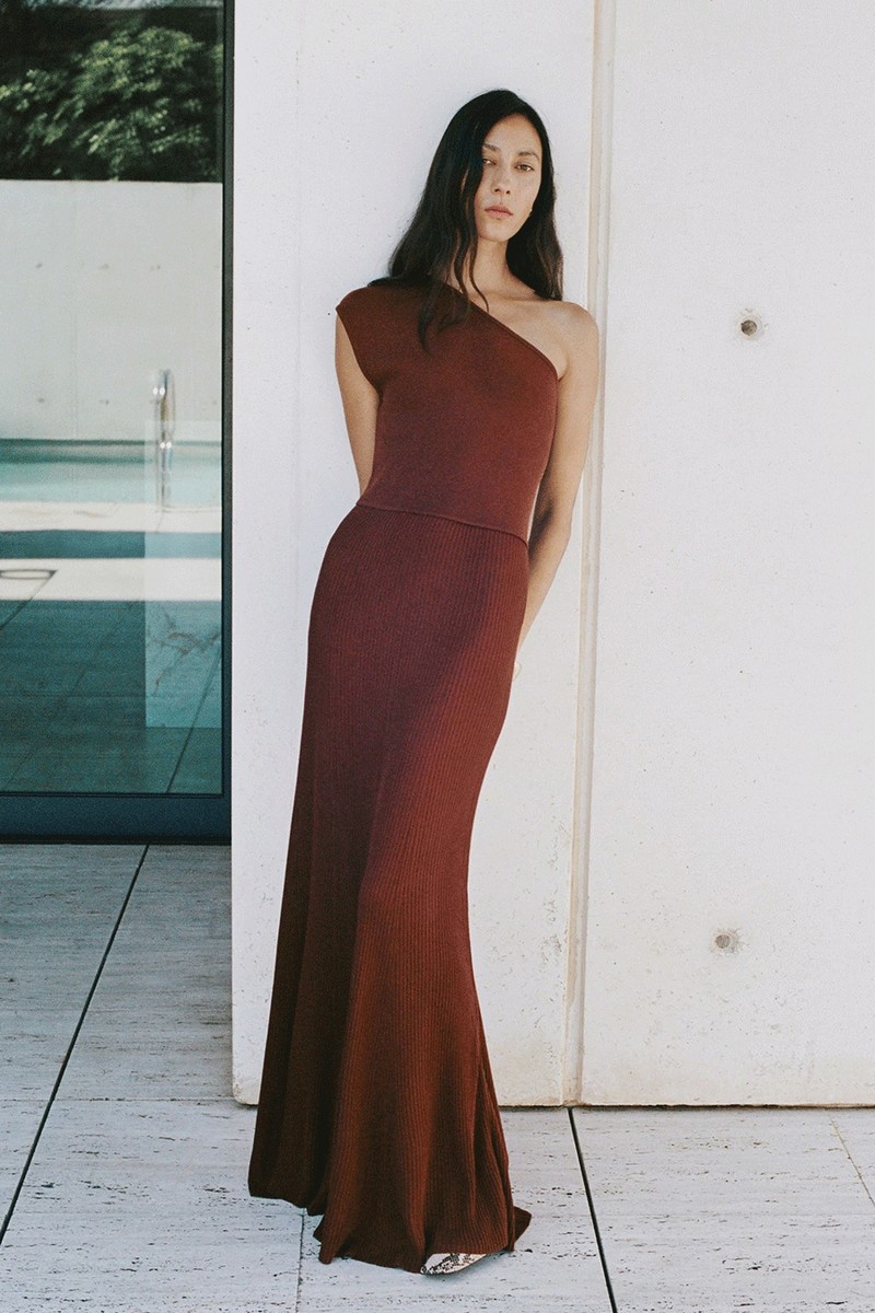 Asymmetrical Combined-Knit Dress