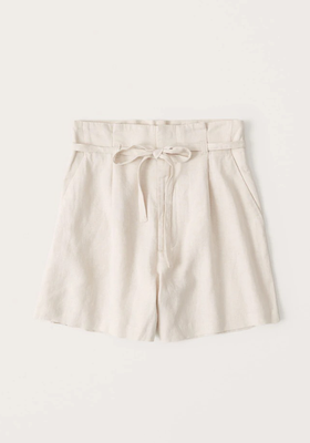 Belted Linen-Blend Shorts