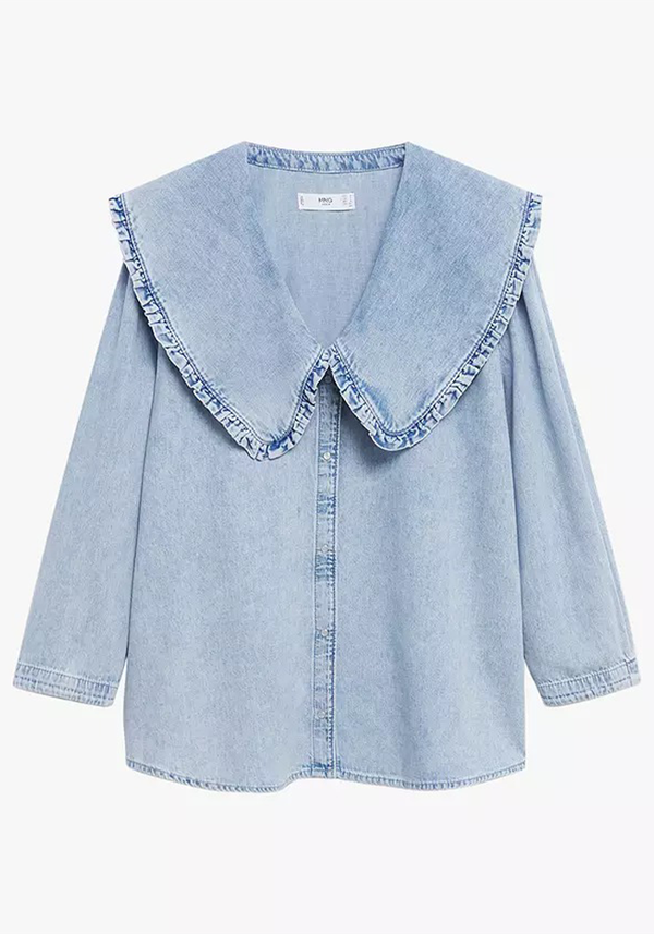 Grace Cotton Frill Collar Top from Mango