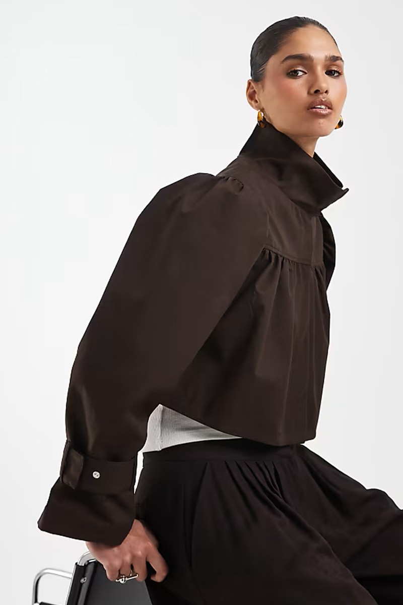 Funnel Neck Cropped Volume Jacket  from ASOS DESIGN