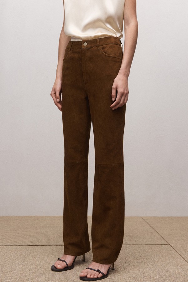 Straight-Fit Leather Trousers